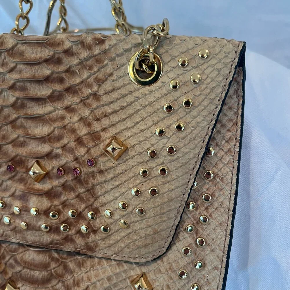 TOUS -- Python Crossbody Bag -- Gold Chain -- Animal Print -- Dust Bag - Picture 2 of 10